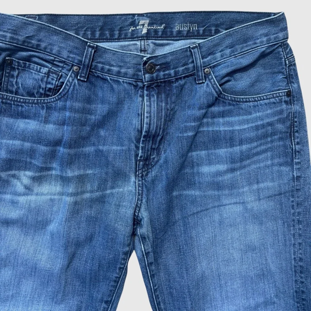 7 For All Mankind Austyn Relaxed Straight Leg Jeans Men's 36 Medium Blue Wash